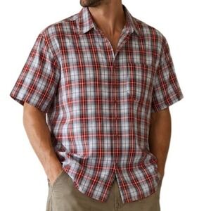Wrangler Mens Red Plaid Short Sleeve Button Up Shirt 2 Extra Large Outdoor 2XL